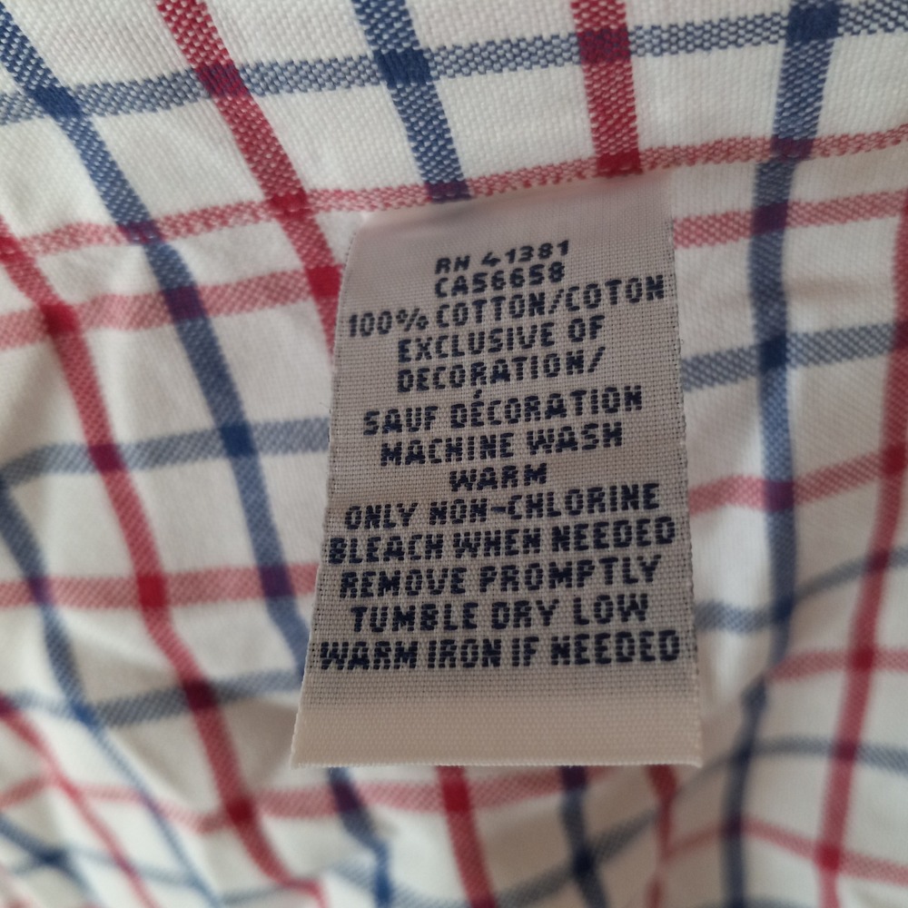 Ralph Lauren Mens LT Tall Red Blue Tattersall Check Button Down Shirt Cotton - Picture 7 of 7